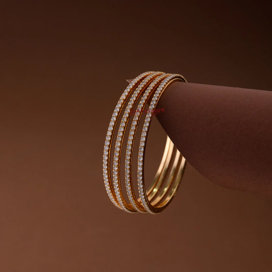 Sleek Misty White Bangle - Set of 4
