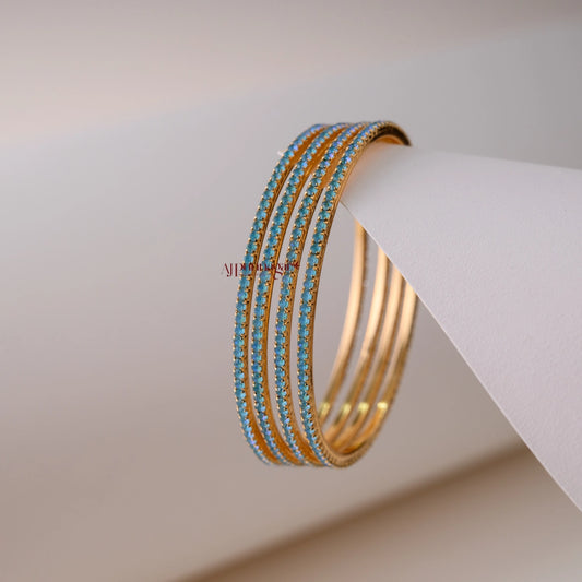 Sleek Sky Blue Bangle - Set of 4