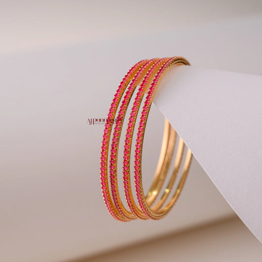 Sleek Pink Bangle - Set of 4
