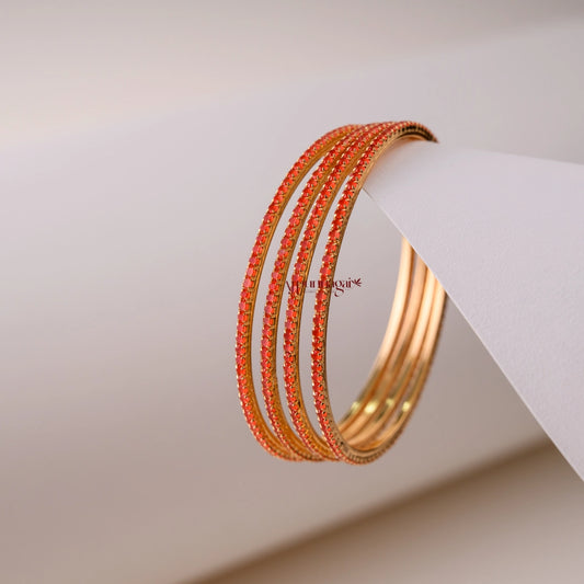 Sleek Orange Bangle - Set of 4