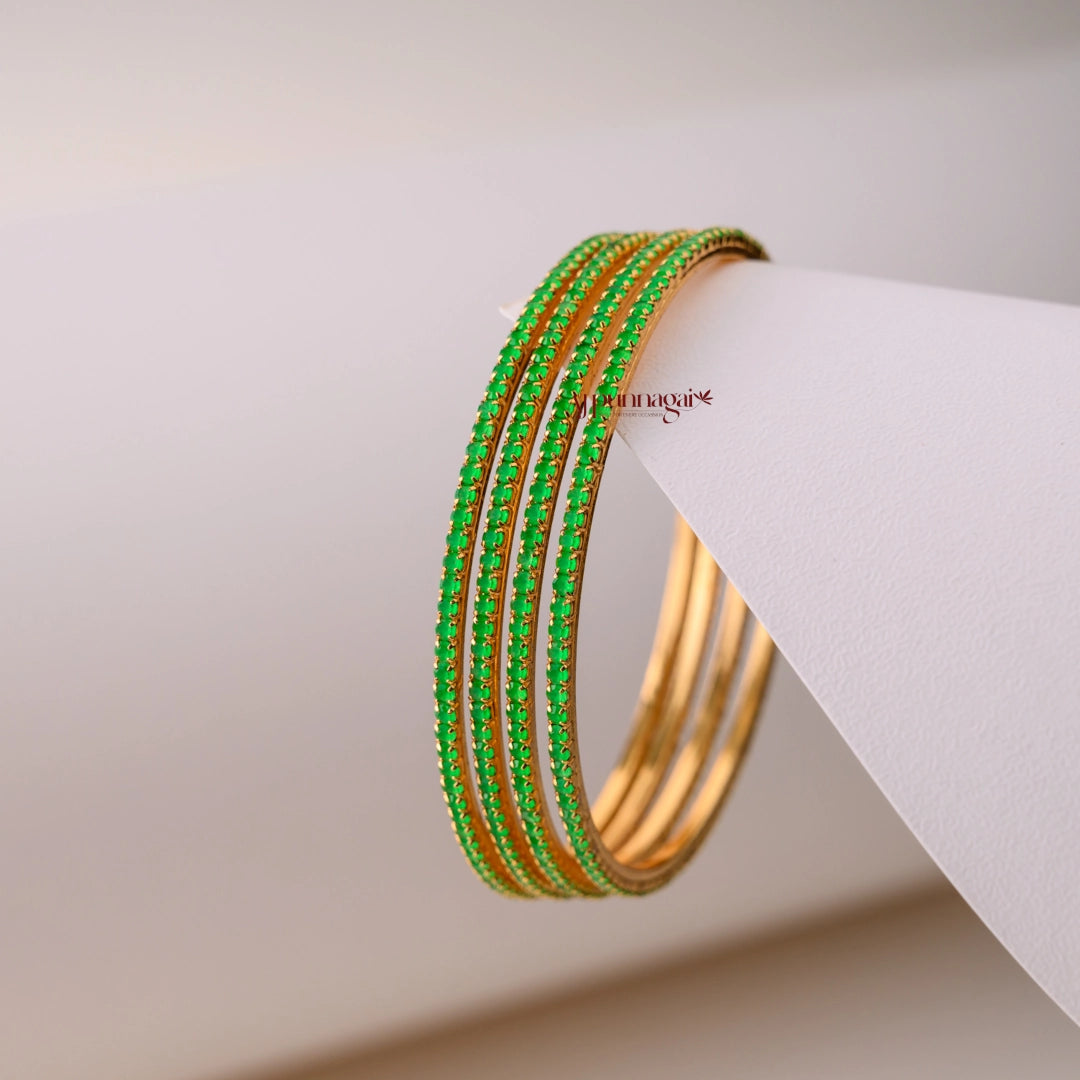 Sleek Parrot Green Bangle - Set of 4