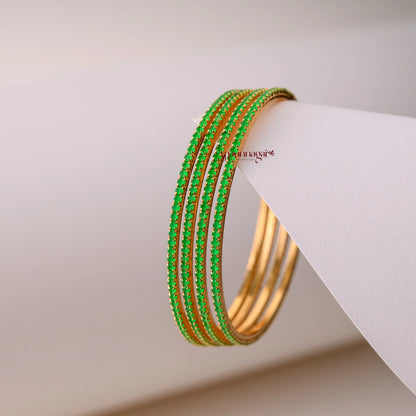 Sleek Parrot Green Bangle - Set of 4