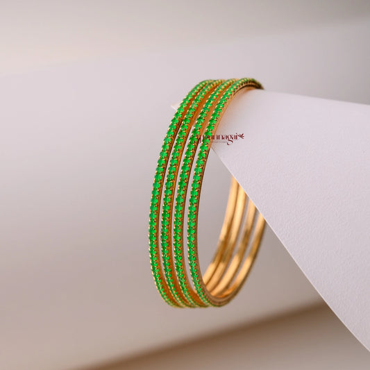 Sleek Parrot Green Bangle - Set of 4