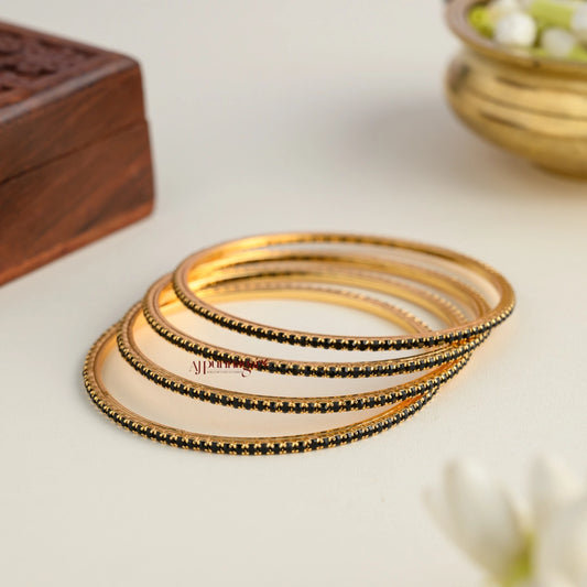 Sleek Black Bangle - Set of 4