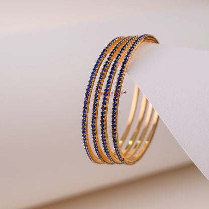 Sleek Dark Blue Bangle - Set of 4