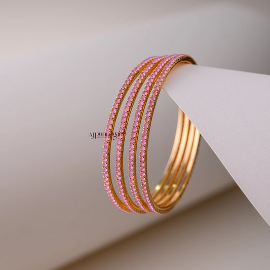 Sleek Pastel Pink Bangle - Set of 4
