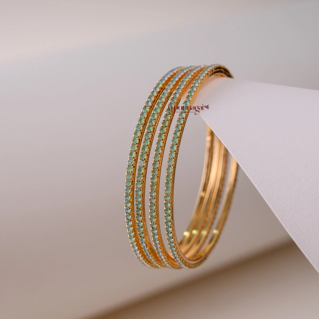 Sleek Pastel Green Bangle - Set of 4
