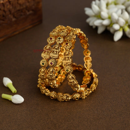 Floral Lakshmi Matte Bangle - Set of 4