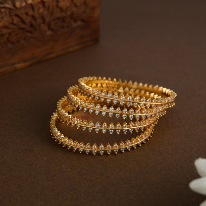 Sparkling White AD Matte Bangle - Set of 4