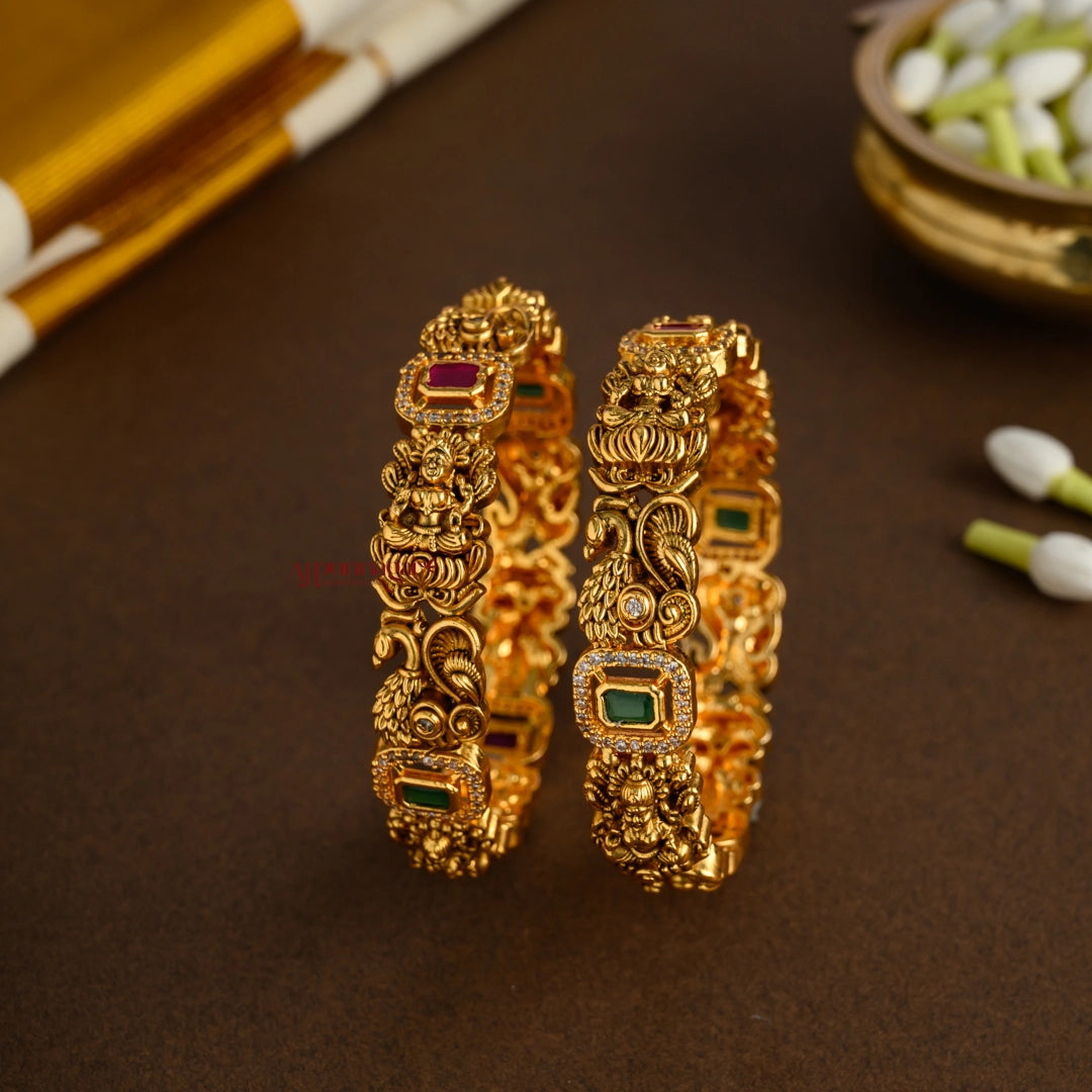 Lakshmi with Peacock Nagas Bangle - Pair