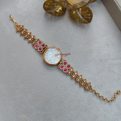 Dazzling Kundan Jadau Bridal Watch - White