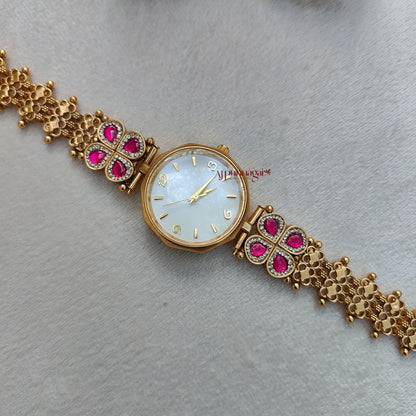 Dazzling Kundan Jadau Bridal Watch - White