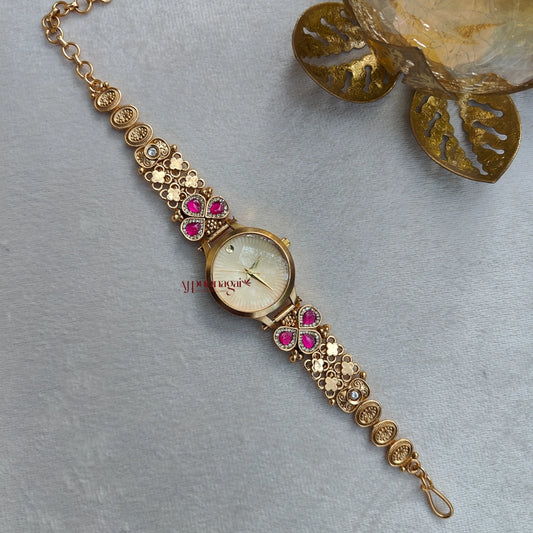Gold Look Alike Floral Bridal Watch
