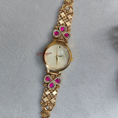Gold Look Alike Floral Bridal Watch