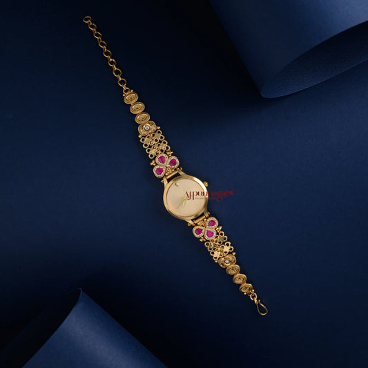 Gold Look Alike Floral Bridal Watch