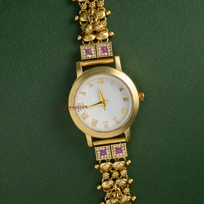 Stylish Gold Look Alike Watch - Light Pink