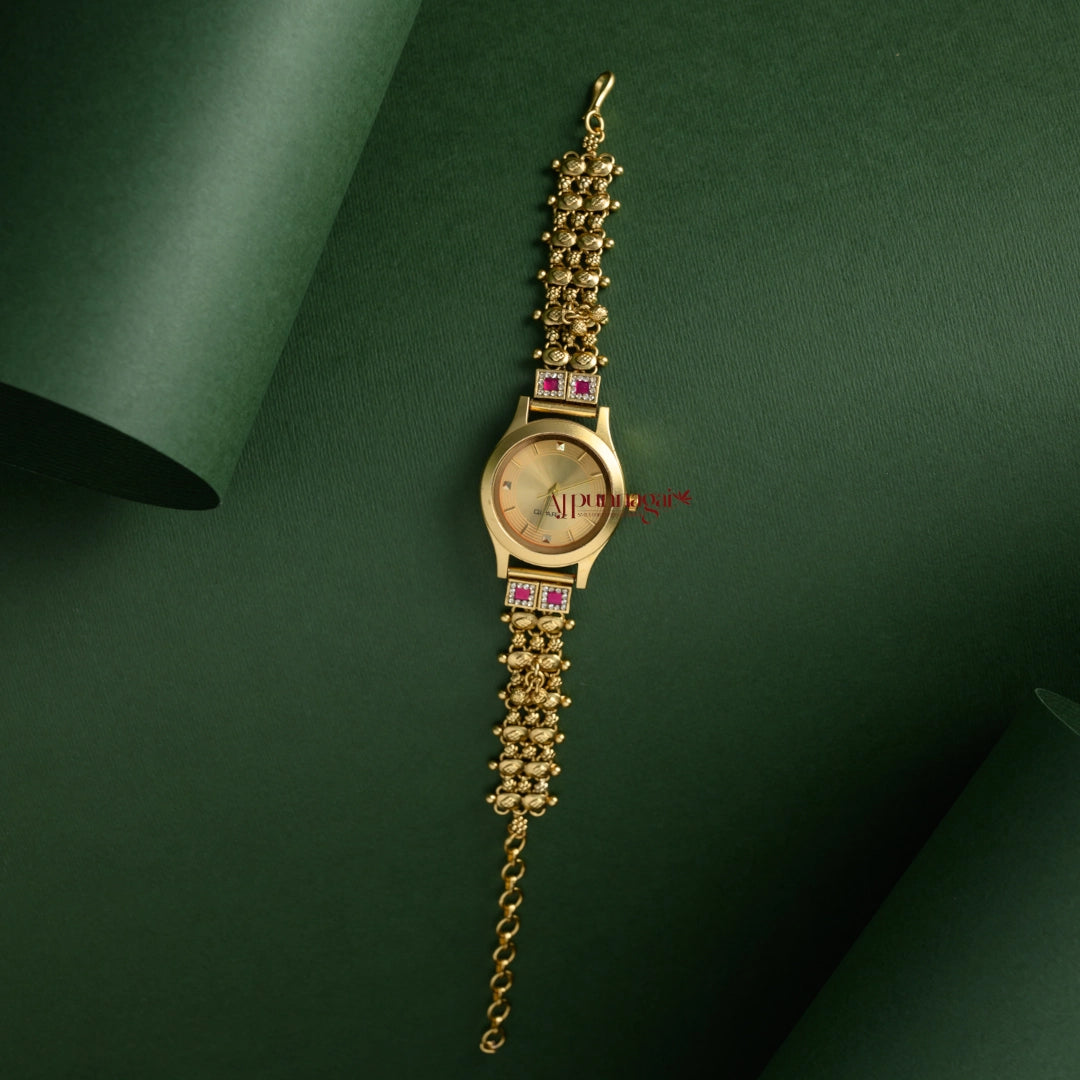 Stylish Cream Gold Look Alike Watch