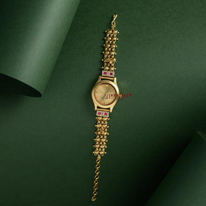 Stylish Cream Gold Look Alike Watch
