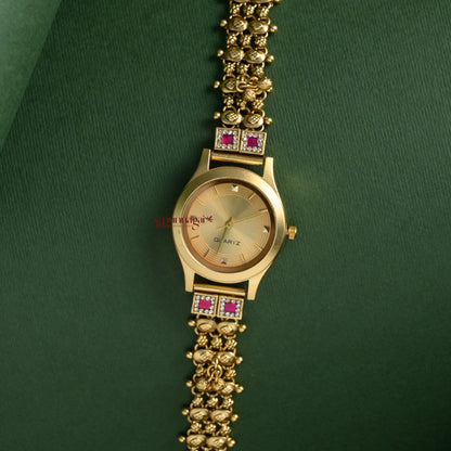 Stylish Cream Gold Look Alike Watch