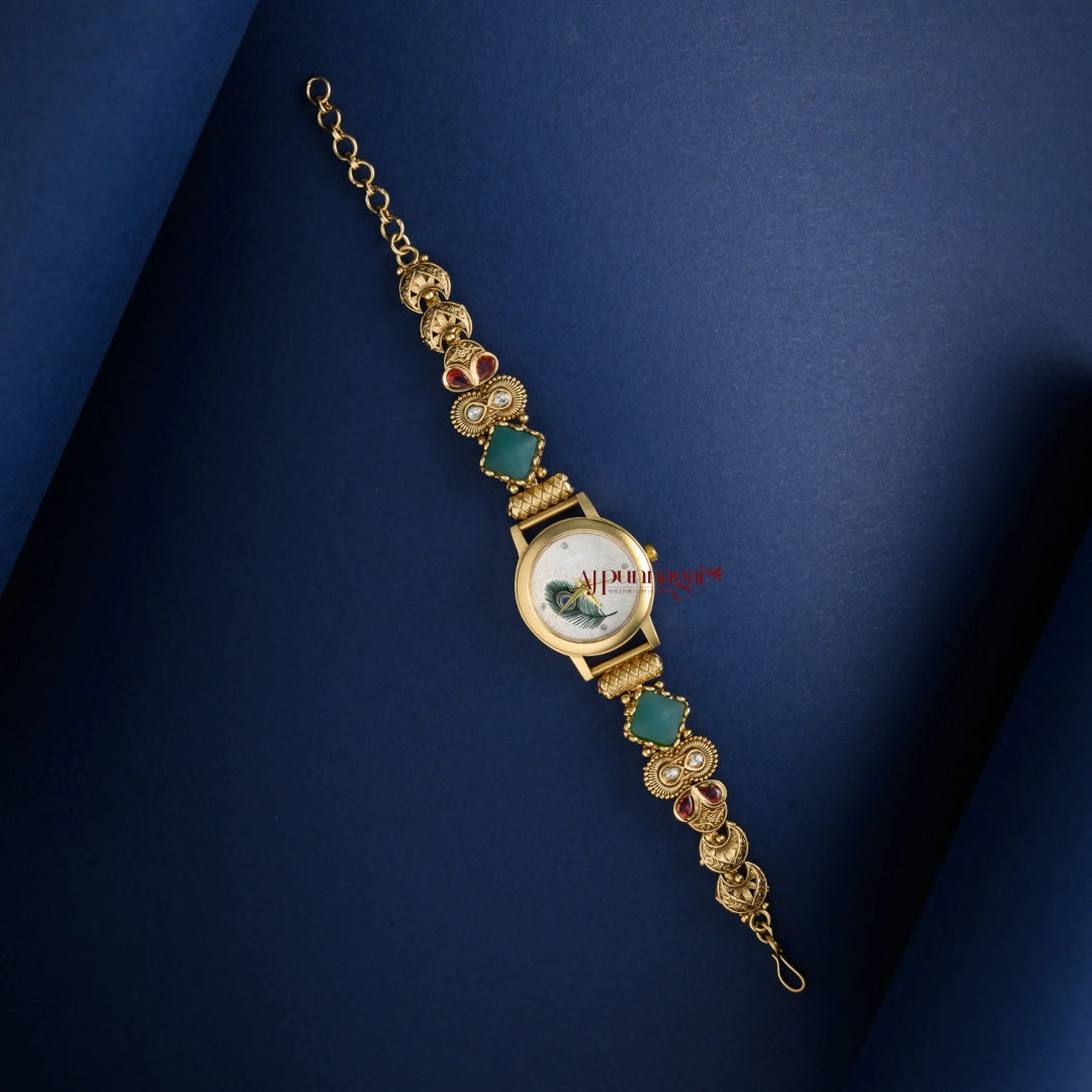 Peacock Feather Print Bridal Watch