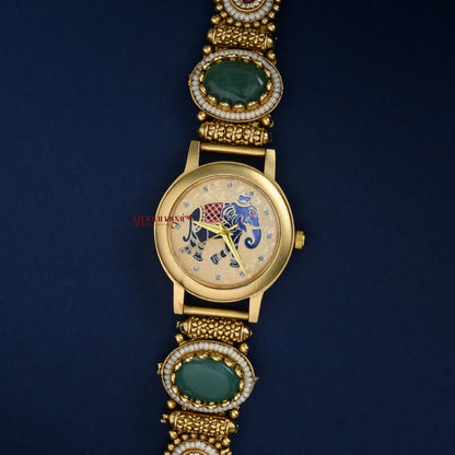 Gold Look Alike Elephant Watch - Cream