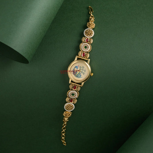 Peacock Bridal Watch - Cream