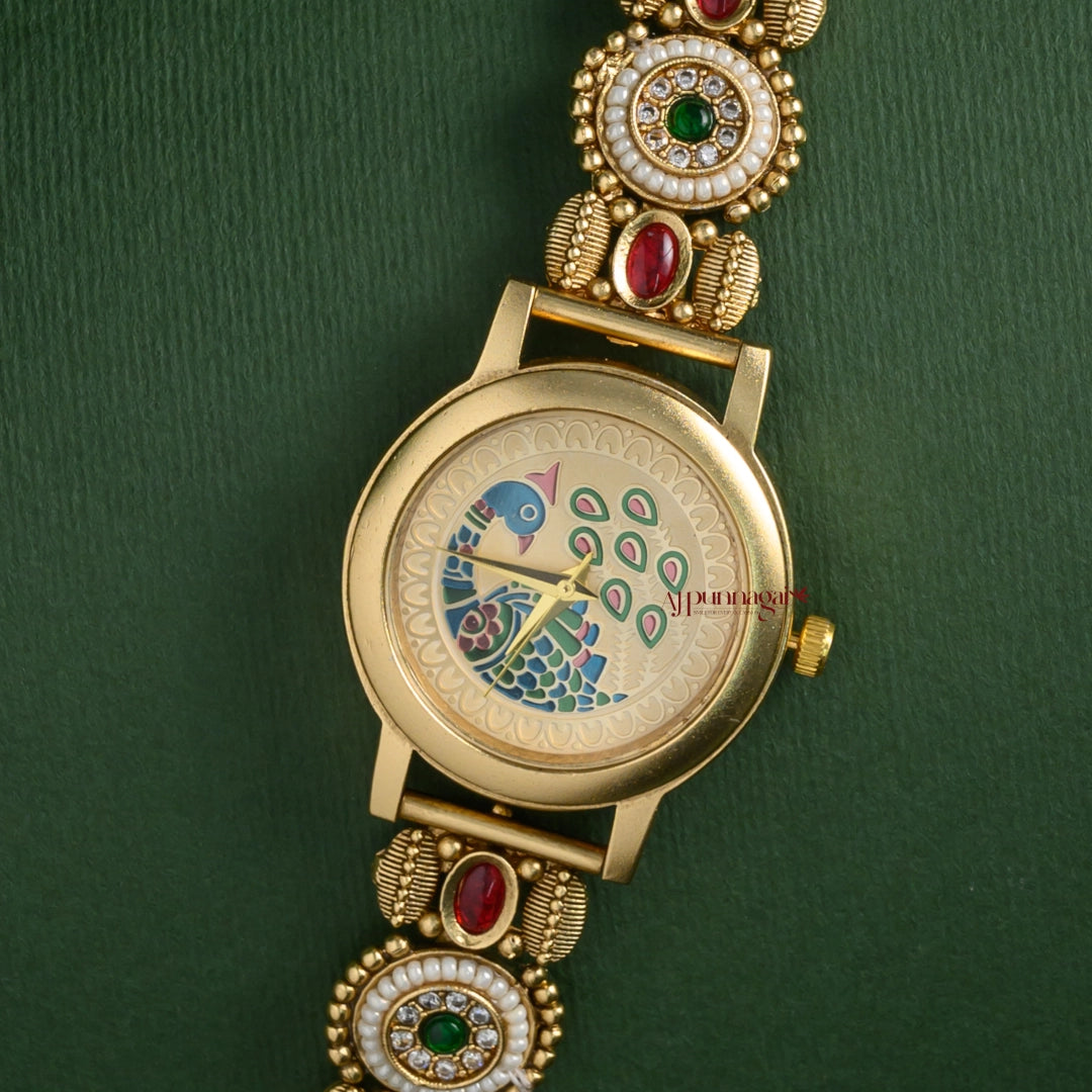 Peacock Bridal Watch - Cream