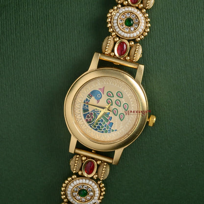 Peacock Bridal Watch - Cream