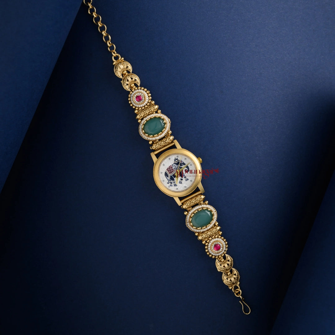 Gold Look Alike Elephant Watch - White