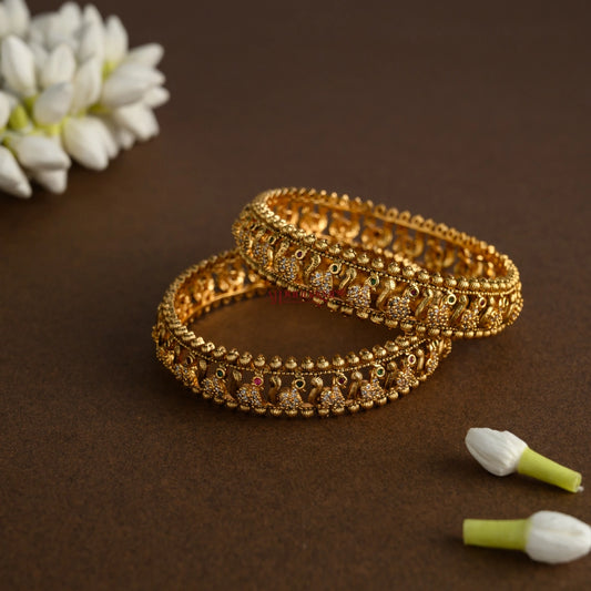 Premium Matte Peacock Bangle - Pair