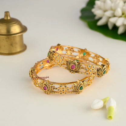 Lotus AD Matte Bangle - Pair