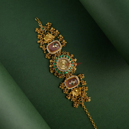 Classy Floral Heritage Kundan Jadau Watch