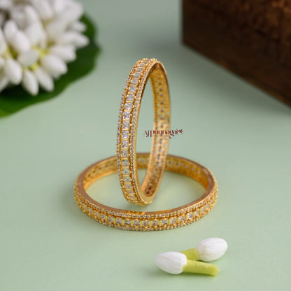 Elegant White AD Bangle - Pair