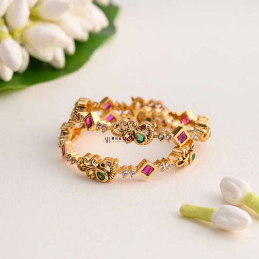 Cute Peacock Kids Bangle - Pair