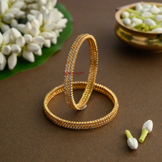 White 3 line AD Bangle - Pair