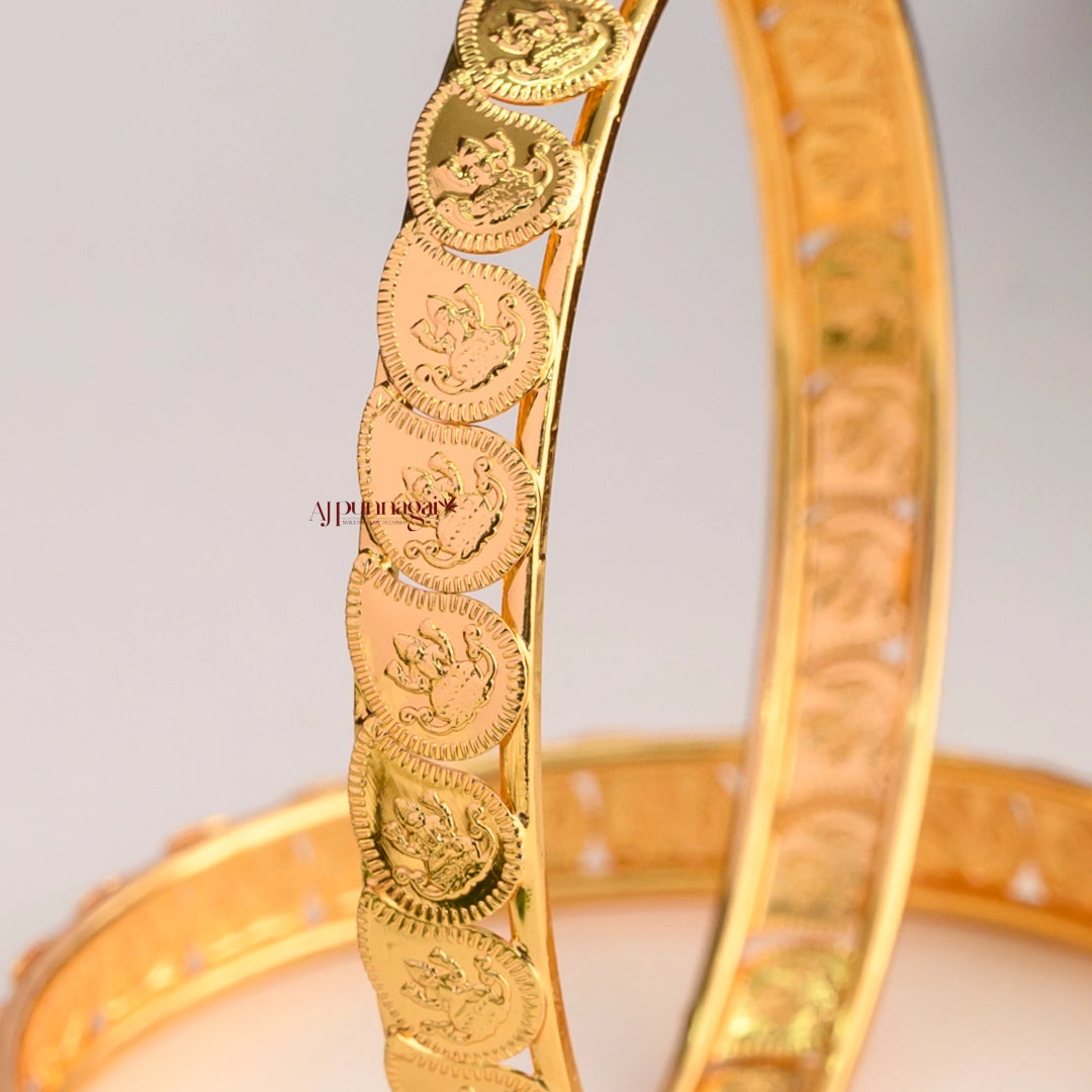 Leafy Lakshmi Coin Bangle - Pair