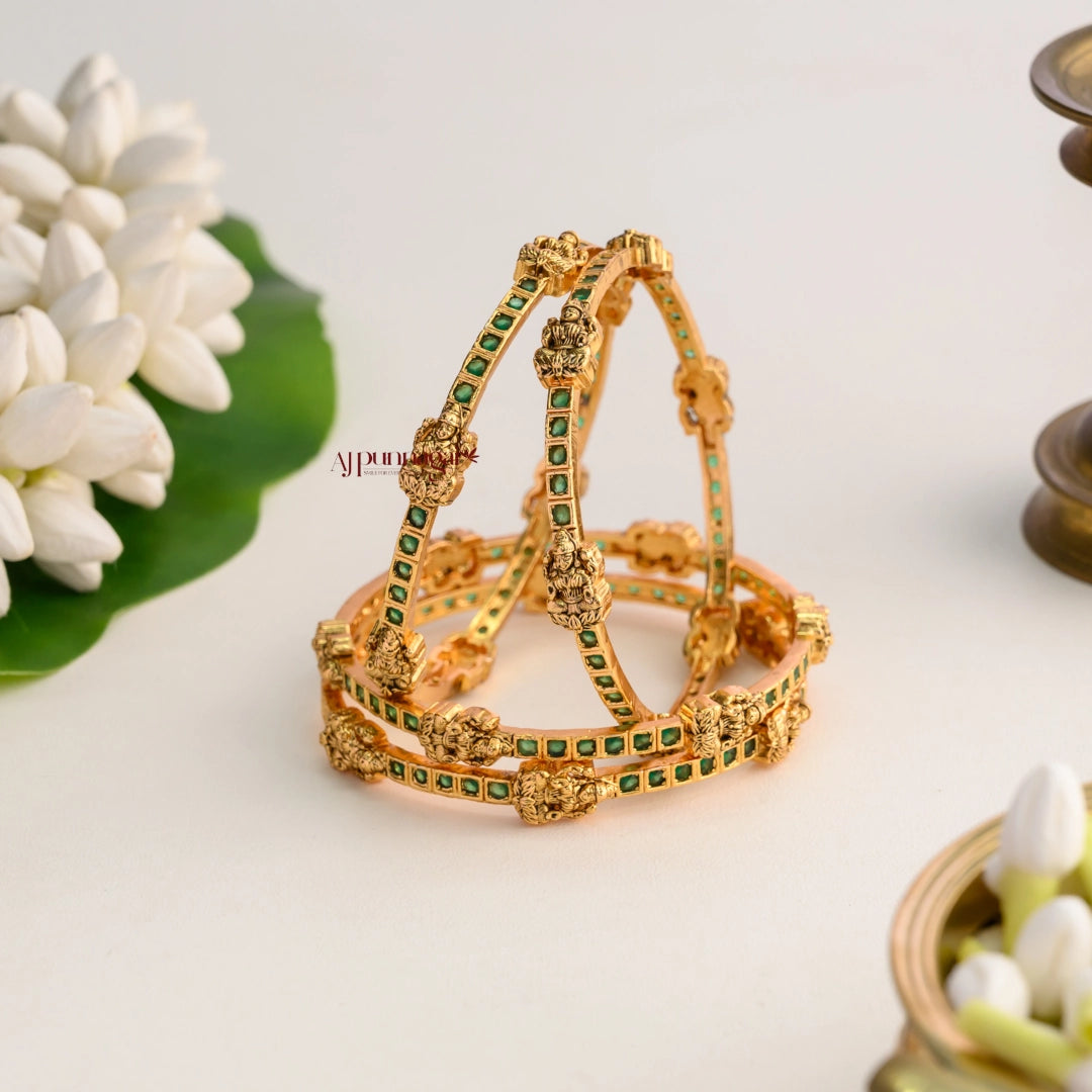 Green Nakshi Lakshmi Bangle - Set of 4