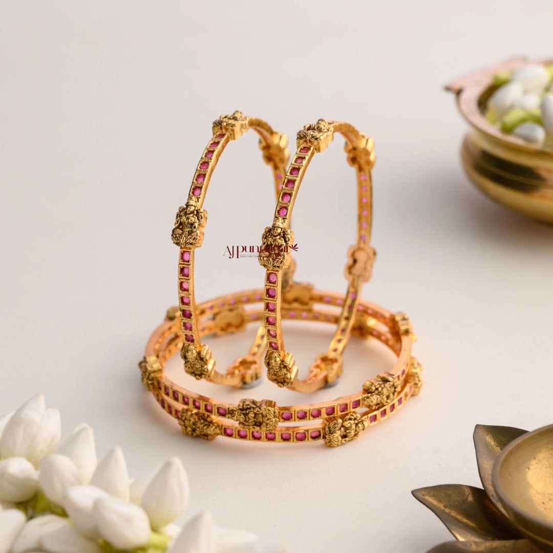 Ruby Nakshi Lakshmi Bangle - Set of 4