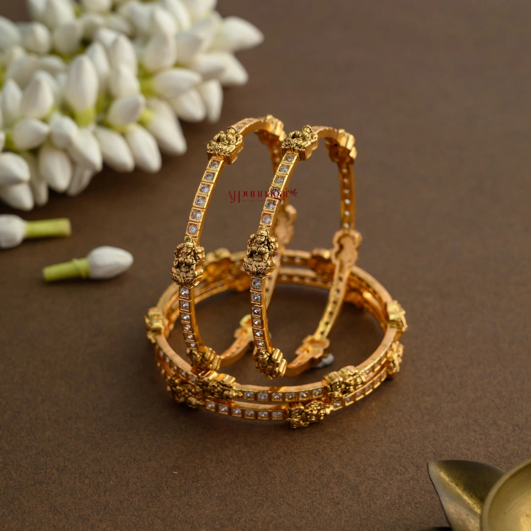 White Nakshi Lakshmi Bangle - Set of 4