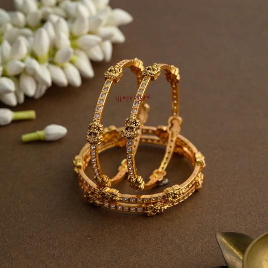 White Nakshi Lakshmi Bangle - Set of 4