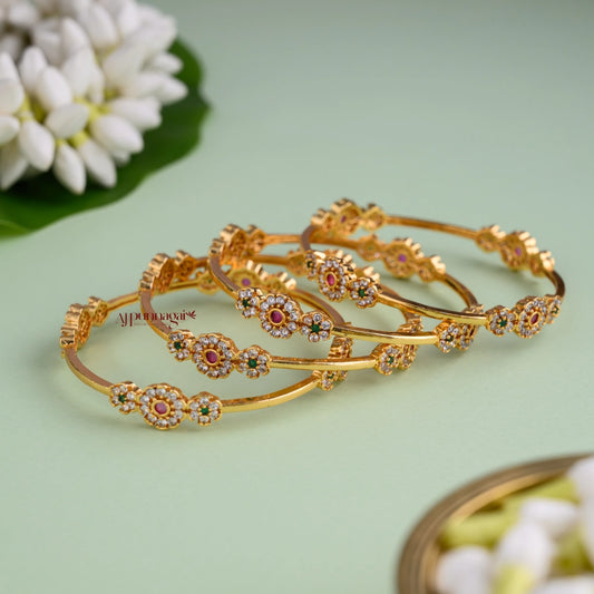Floral AD Matte Bangle - Set of 4