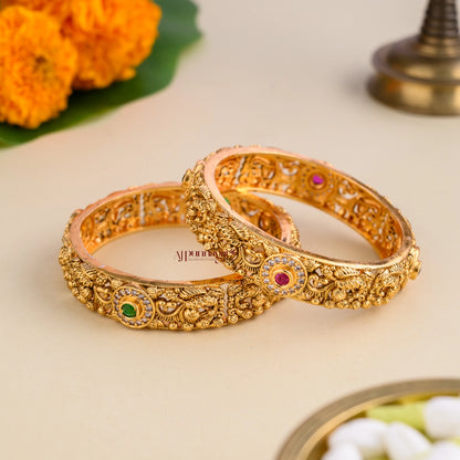 Heritage Style Peacock Bangle - Pair