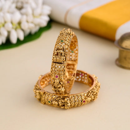 Traditional Goddess Lakshmi Openable Bangle - Pair