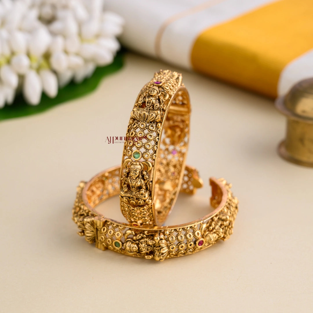 Traditional Goddess Lakshmi Openable Bangle - Pair
