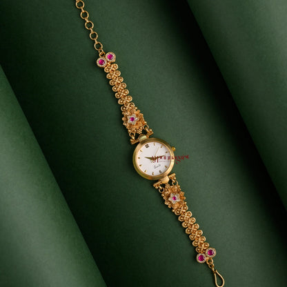 Cute Floral Heritage Kundan Jadau Watch
