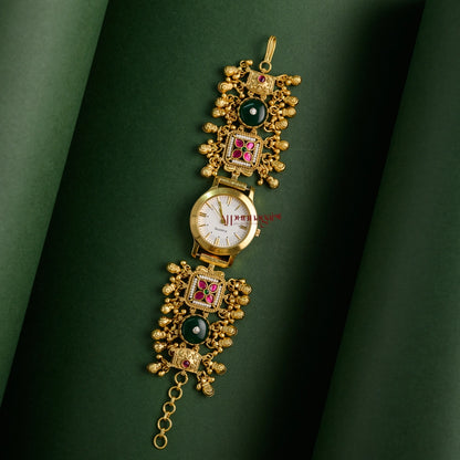Classy Floral Heritage Kundan Jadau Watch