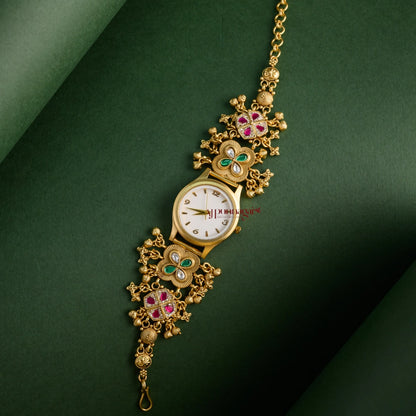 Multi Floral Heritage Kundan Jadau Watch
