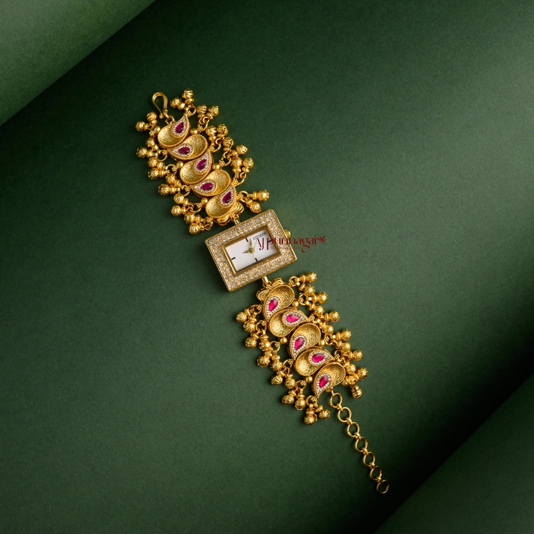Unique Floral Heritage Kundan Jadau Watch