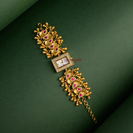 Unique Floral Heritage Kundan Jadau Watch