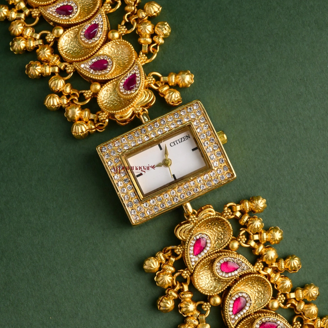 Unique Floral Heritage Kundan Jadau Watch